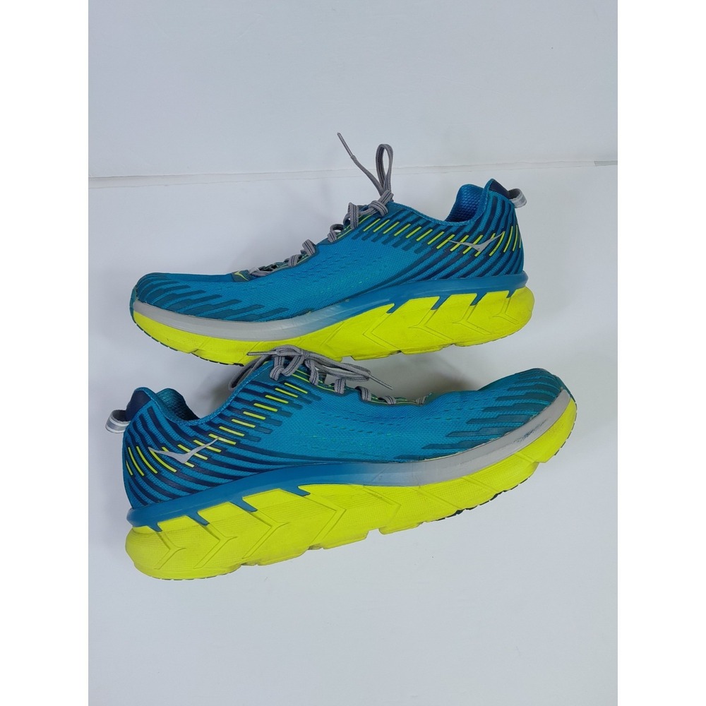 Hoka One One Clifton 5 Blue/Yellow Running Shoes Mens Size 11.5 - Picture 2 of 13